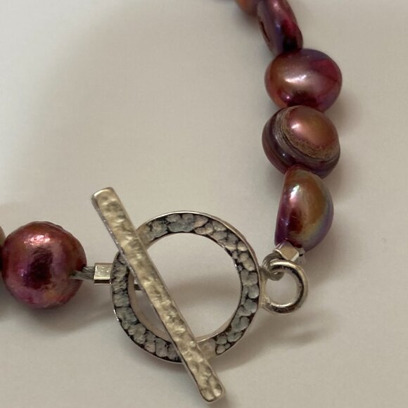 18" Fresh Water Pearl Baroque Necklace 7-8mm Toggle Clasp - Picture 5 of 6